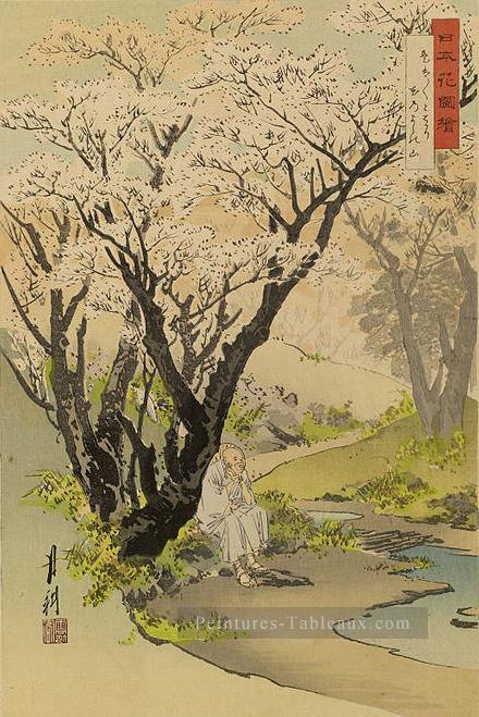 Nihon Hana ZUE 1892 Ogata Gekko ukiyo e Peintures à l'huile